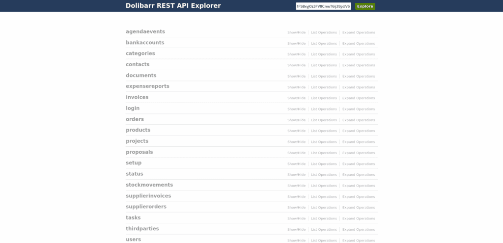 Dolibarr's API explorer UI