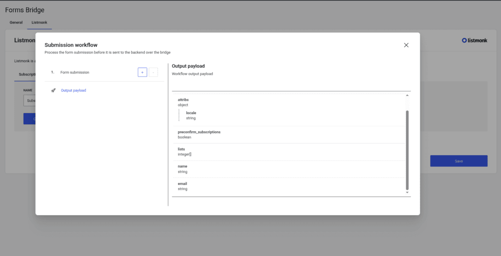 Workflow panel with the Opt-in Subscriptions template default pipeline