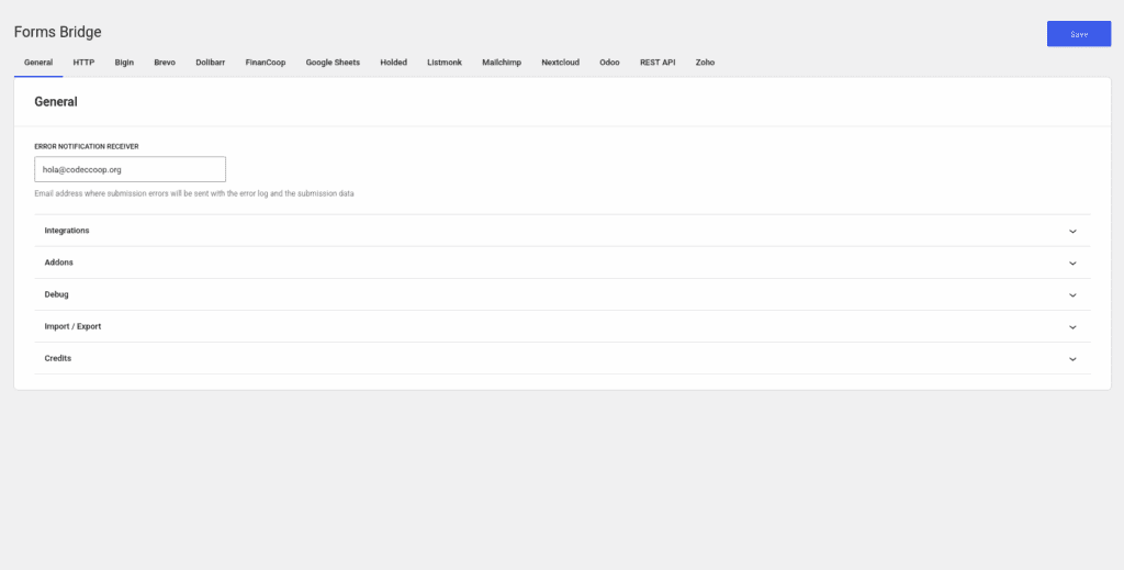 Settings page screenshot