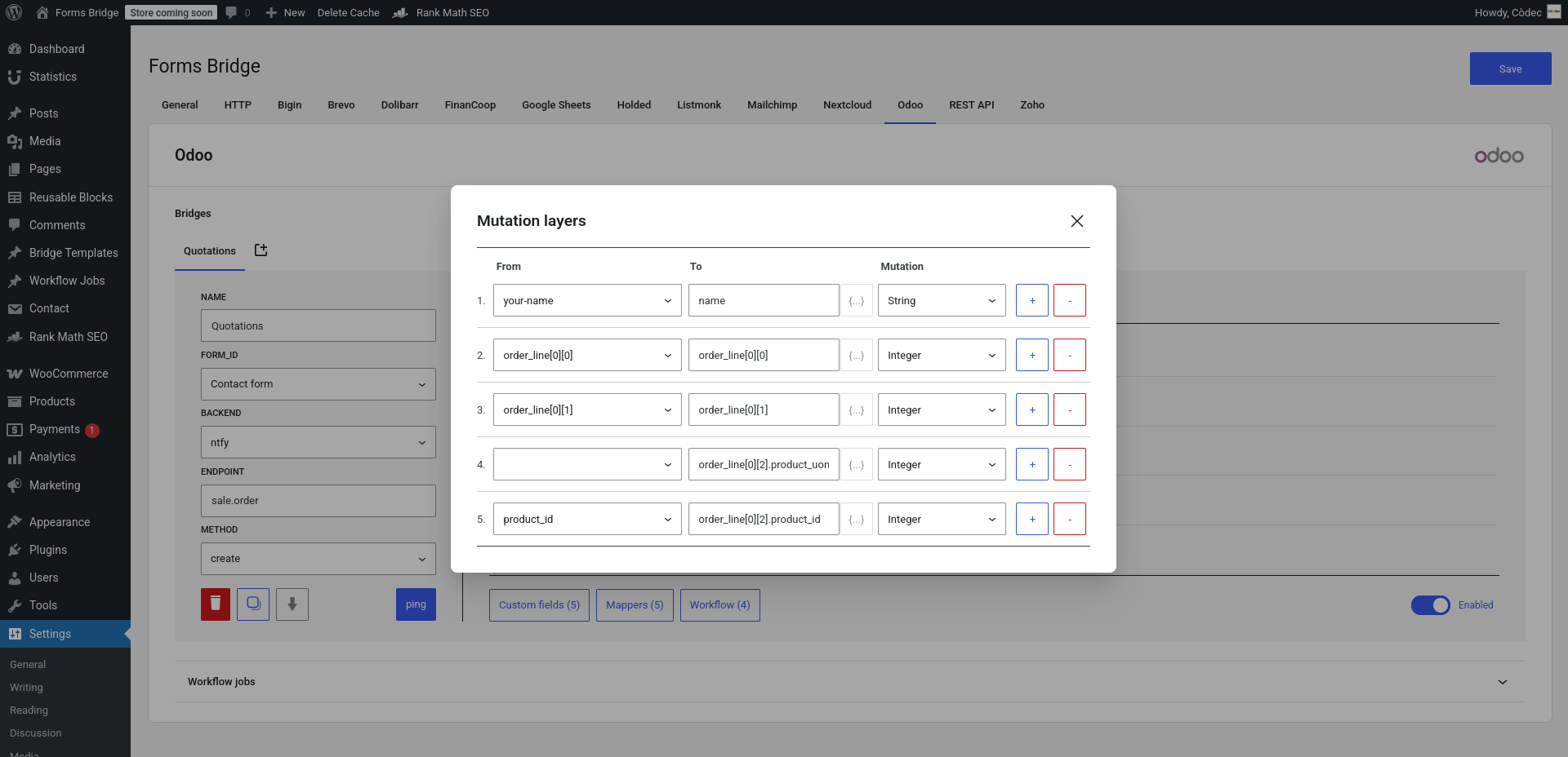 Field mappers table